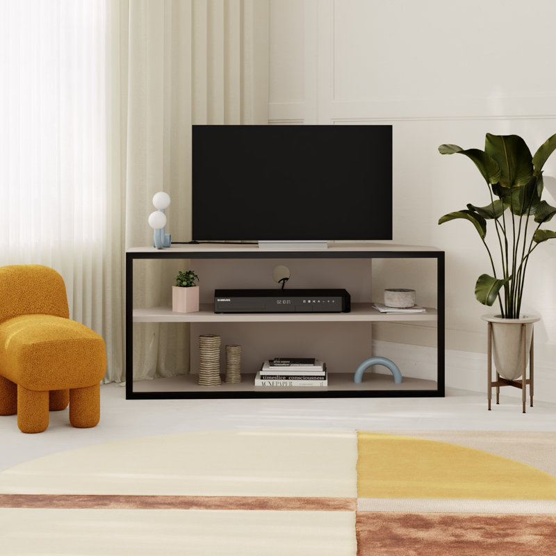 ECHO Adjustable Corner or Flat TV Stand, Light Mocha