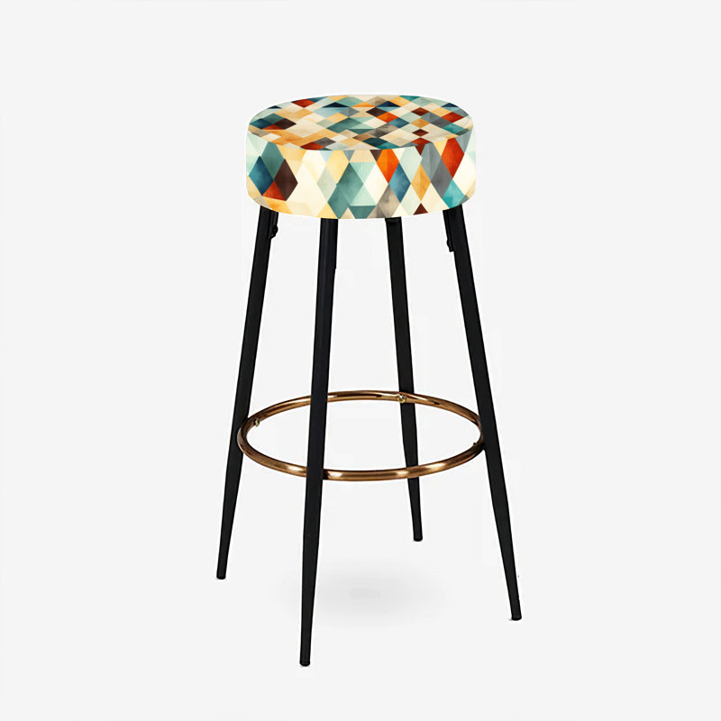 Ensemble de 2 tabourets de bar en mosaïque géométrique vert et beige Natural Tones