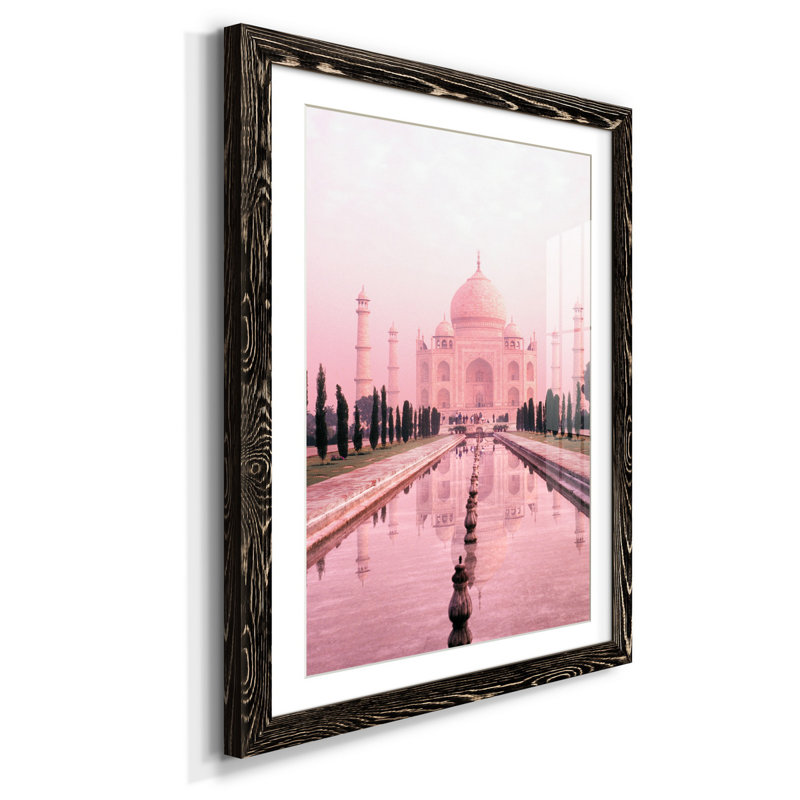 Taj Mahal en rose clair - reproduction de cadre photo, Noir, H 37,5 po x l 27,5 po x P 1,5 po