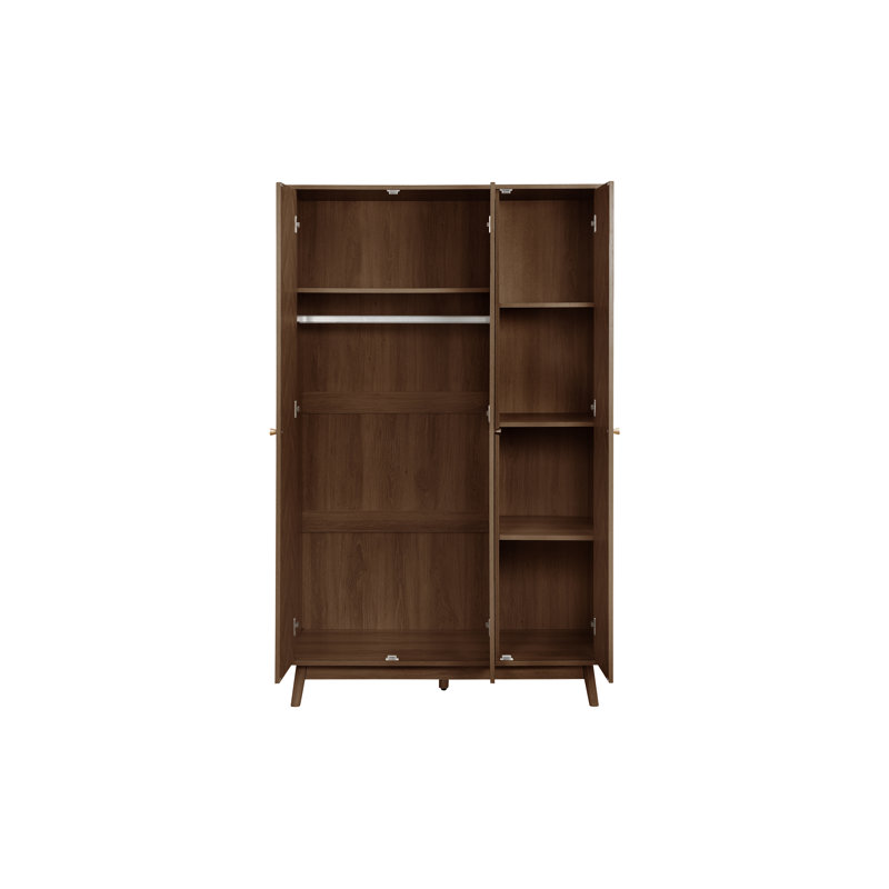 Mardell 3 Door Particle Board Wardrobe, Walnut