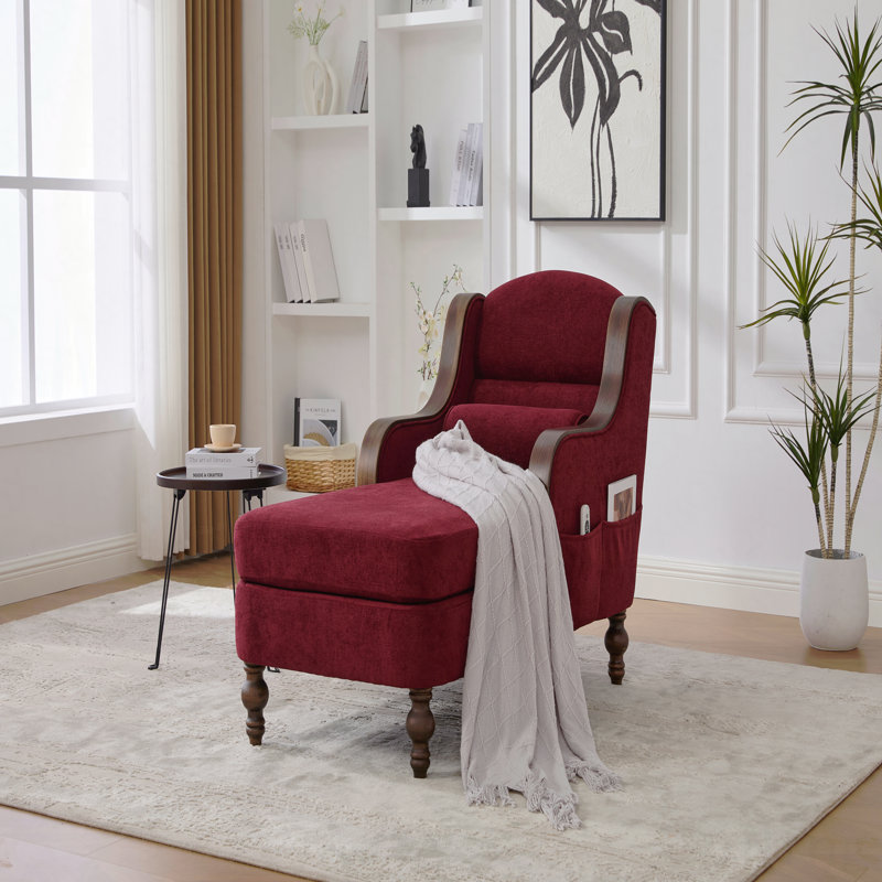 Chaise longue surdimensionnée en tissu pour l'intérieur - siège large, fauteuil-lit, canapé de lecture, Rouge