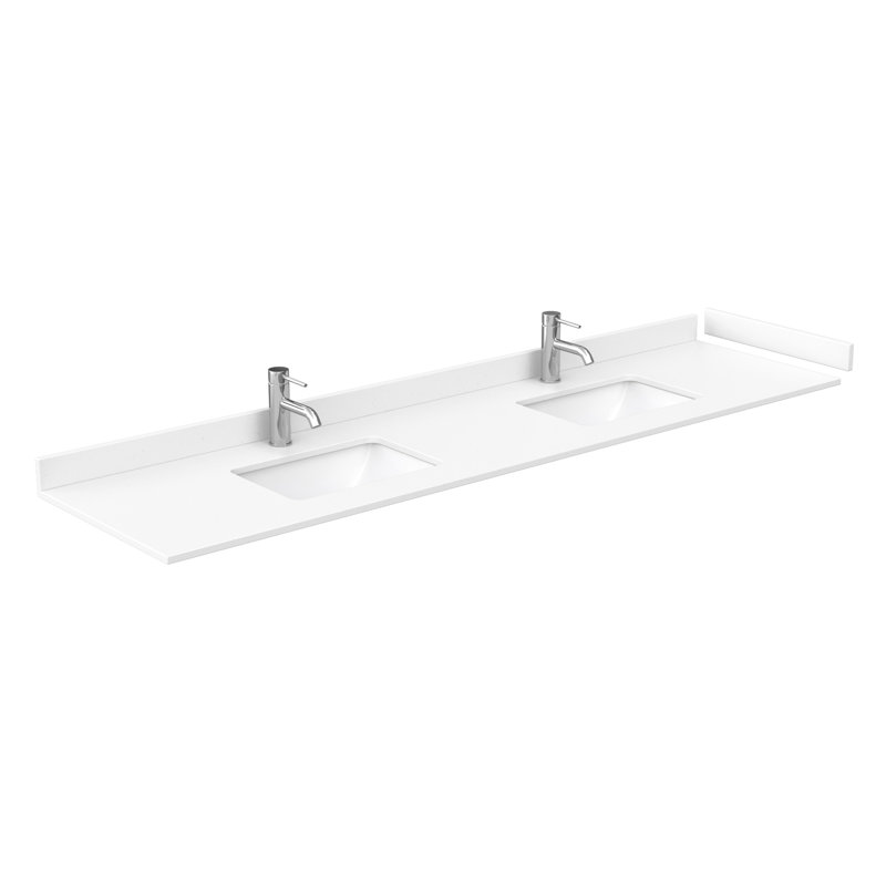Beckett 84" Freestanding Double Bathroom Vanity with Cultured Marble Top, Matte Black, White, White Cultured Marble