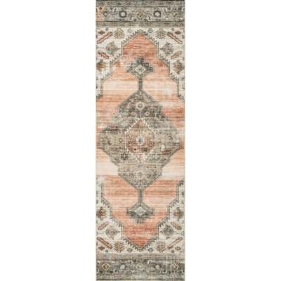 Gracie SpinClean Distressed Medallion Machine Washable Area Rug