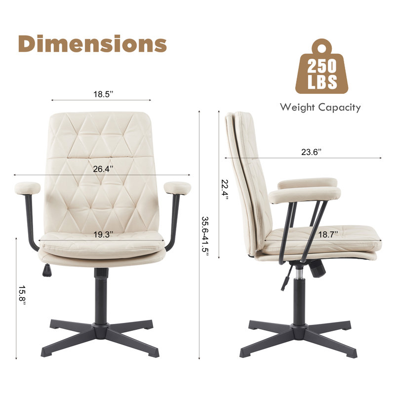 Fauteuil de direction en cuir avec accoudoirs, Blanc