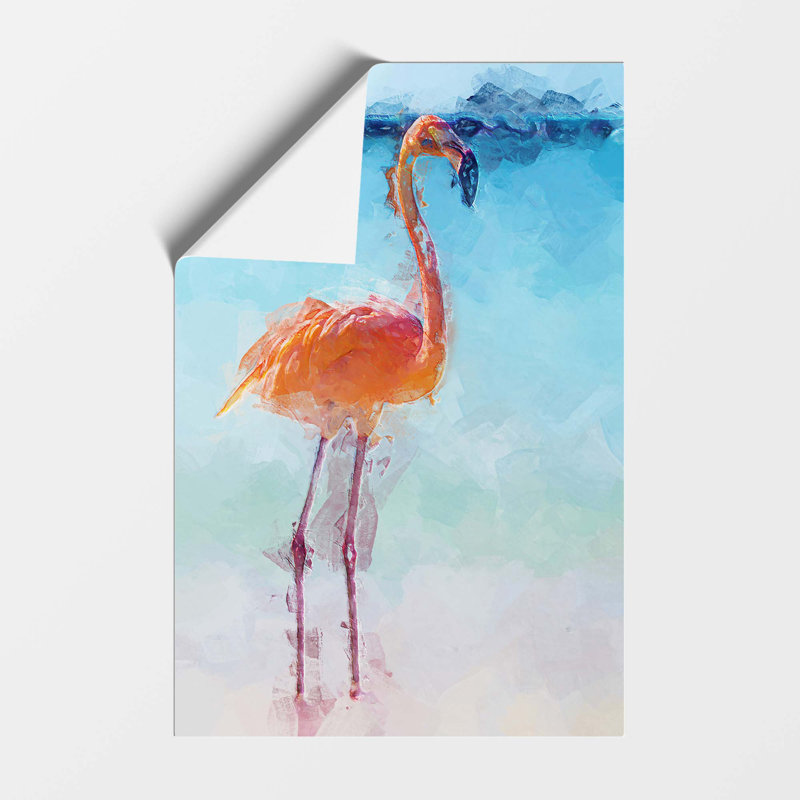 Lone Flamingo - Print, 59.4cm H x 42cm W x 0.1cm D, Paper