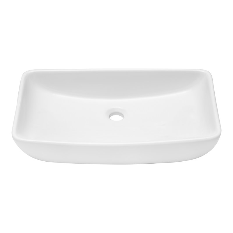 24"X15" White Ceramic Rectangular Vessel Bathroom Sink