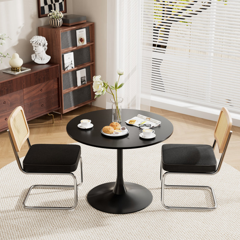 Ensemble de tables rondes élégantes pour 2 à 4 personnes, Noir, Noir, 3