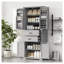 Armoire de rangement autoportante classique en panneau de fibres à densité moyenne gris avec tablettes et tiroirs réglables-1046574529