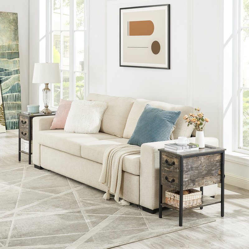 Ortha 2 - Drawer End Table Set and Built-In Outlets, Old School