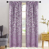 Modern Bohemian Leaves Polyester Machine Washable Room Darkening Blackout Curtains by Superior