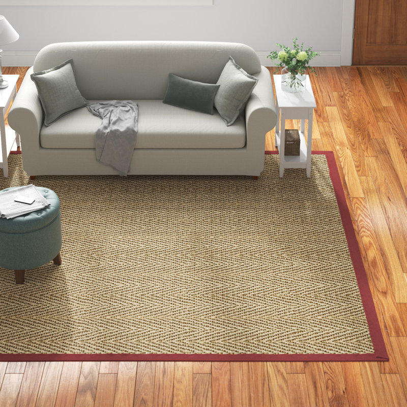 Tapis en lattes de bambou / brun / brun clair / rouge, Rectangle 9 pi x 12 pi