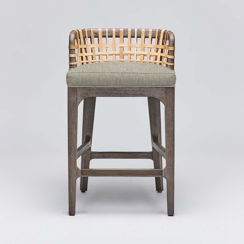 Tabouret de comptoir 26,5 po Palms, Cadre paille / ceruse grise