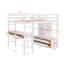 Lit mezzanine double avec bureau intégré avec deux tiroirs et tablettes et tiroirs de rangement