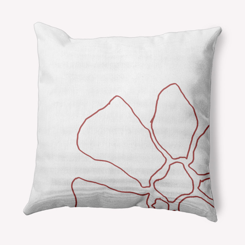 Housse et insert de coussin d'extérieur carré Petal Lines, Corail / blanc, 16 po x 16 po