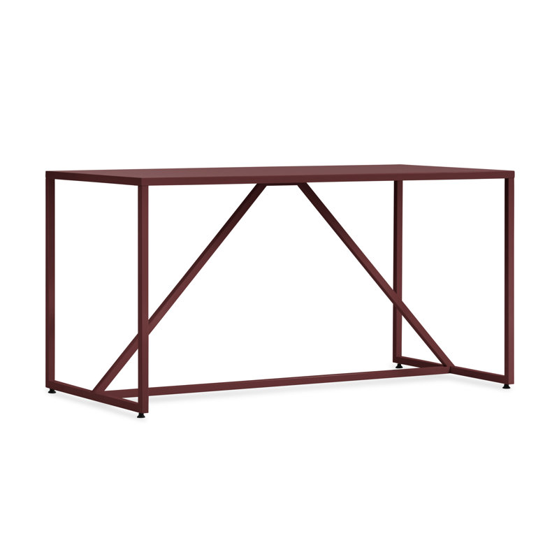Strut Walnut Wood Dining Table, Oxblood, 35" W x 75" L, Standard (29" Height)