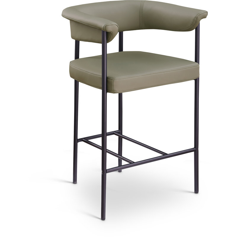 Tabouret de comptoir Malin, Cuir olive végétalien
