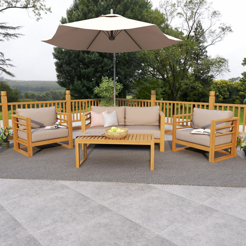 Eugeney 4 - Person Patio Conversation Set with Cushions