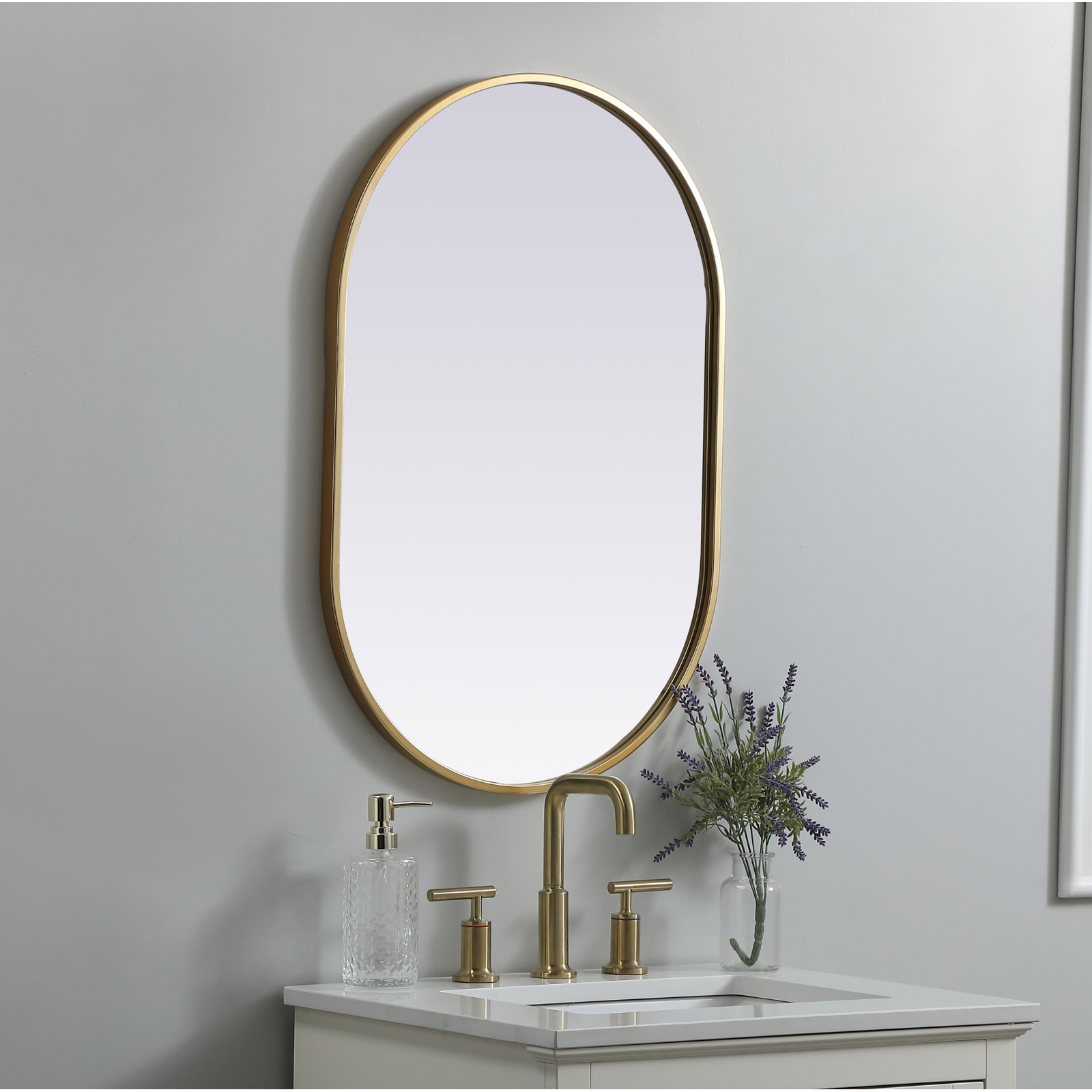 Sabine Accent Mirror, 30" x 20", Brass