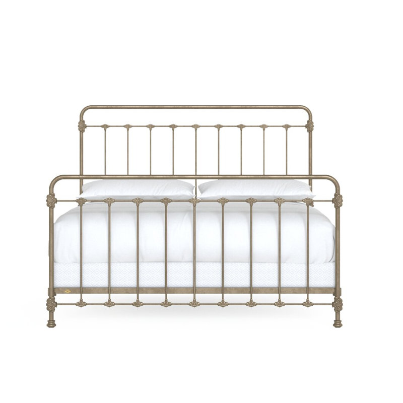 Lit en fer Picket Fence, Très grand californien, Vintage Gold