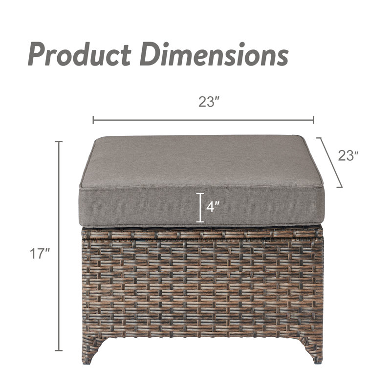 Repose-pieds d'extérieur avec coussin Sunbrella® Tya, Gris