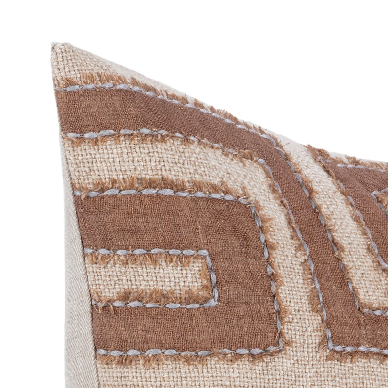 Mateo Linen Pillow Cover & Insert, Rectangle 14"H x 20"W, Brown/Beige