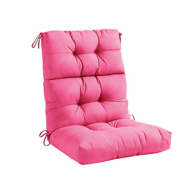 Outdoor High Back Chair Cushions, 44" X 21" X 4" Tufted Adirondack Chair Cushions, Water Resistant Patio Furniture Cushions For Garden Rocking Chair,Pink