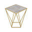 TABLE D'APPOINT CRÉATIF SIMPLE EN VERRE, DORÉ ET BLANC