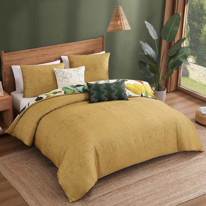 Bebejan Radiance 100% Cotton Sateen 5 Piece Reversible Comforter Set, Queen Comforter + 4 Additional Pieces