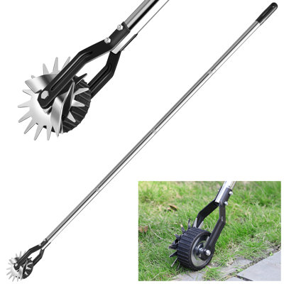 Achieve clean and professional lawn edges with the RAINBEAN Wheel Rotary Edger. Featuring double-sided sharp blades and a sturdy stainless steel adjustable handle (up to 66.7 inches), this manual edger is perfect for sidewalks, driveways, and flower bed