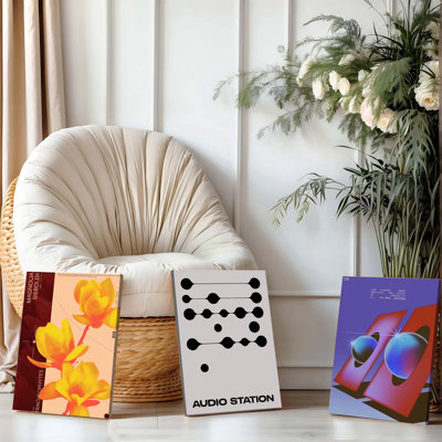 3 pièces d'art mural, ensemble de 3 reproductions d'art moderne encadrées et abstraites avec des éléments floraux géométriques et cosmiques pour le salon, la chambre et le bureau, décoration pour la maison, affiches minimalistes élégantes