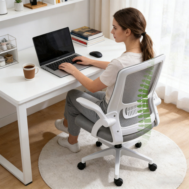 Fauteuil de bureau en maille XUEGW, Blanc