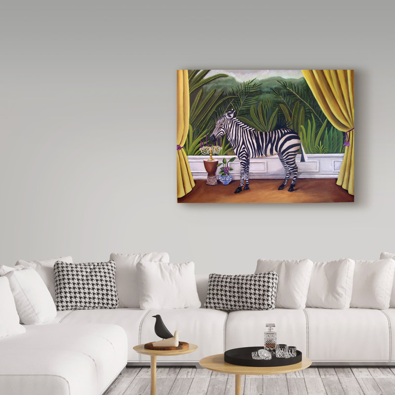 « zèbre centered », reproduction de peinture à l’acrylique sur toile tendue, H 14 po x l 19 po x P 2 po