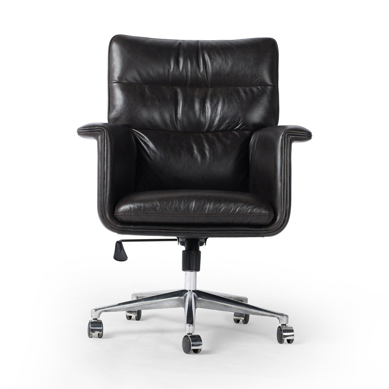 Humphrey Leather Swivel Office Chair, Sonoma Black Genuine Leather