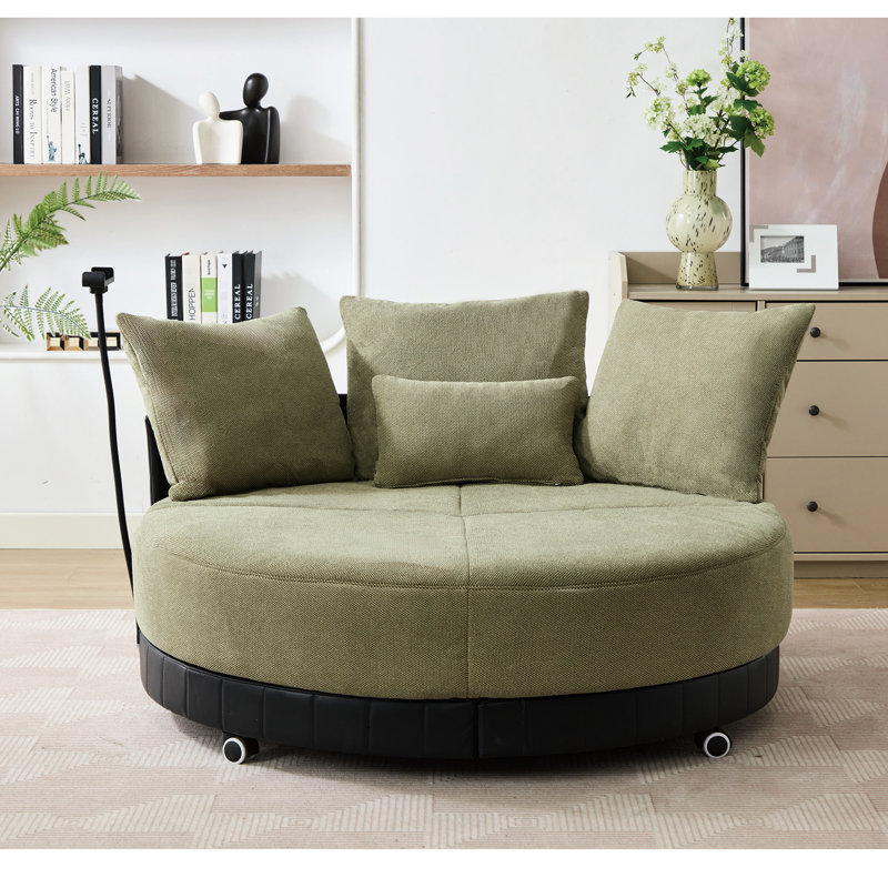 Oversized 53.75'' Swivel Chair, 360 Rotating, Fabric, , With 3 Pillows For A Chill Zone Seat, Upholstery, 16" Seat Height