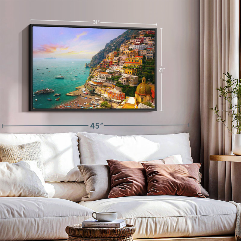Village animé de Positano, H 31 po x l 21 po