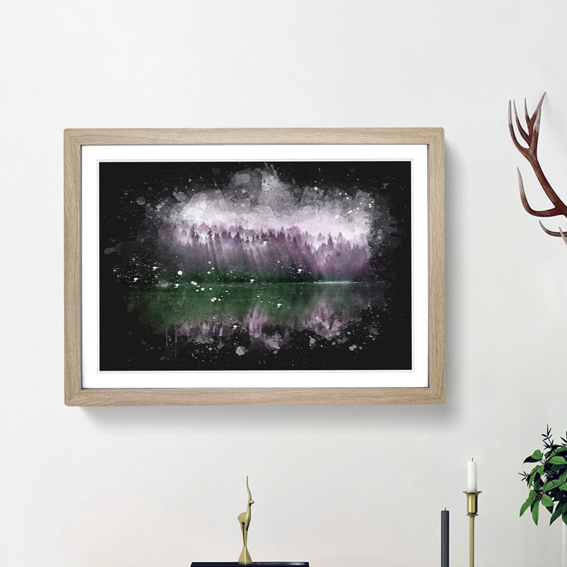 Fog over Forest in Italy - Picture Frame Graphic Art Print, 45cm H x 63cm W x 2cm D, Oak Framed