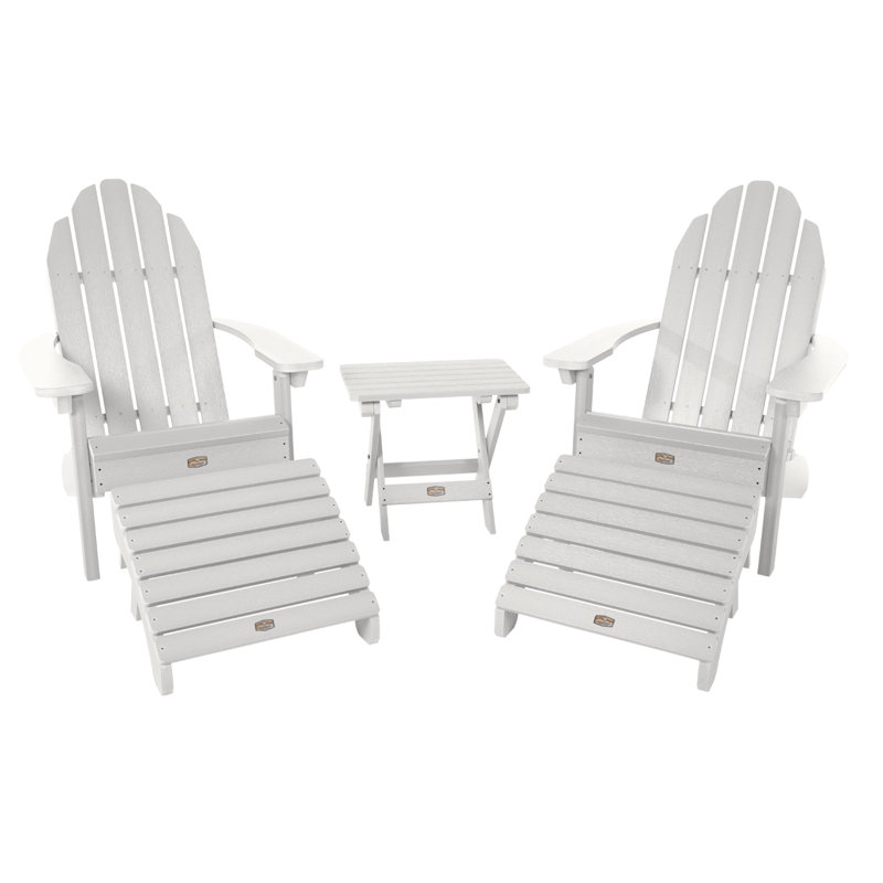Chaise Adirondack en plastique avec repose-pieds Milaca, Blanc