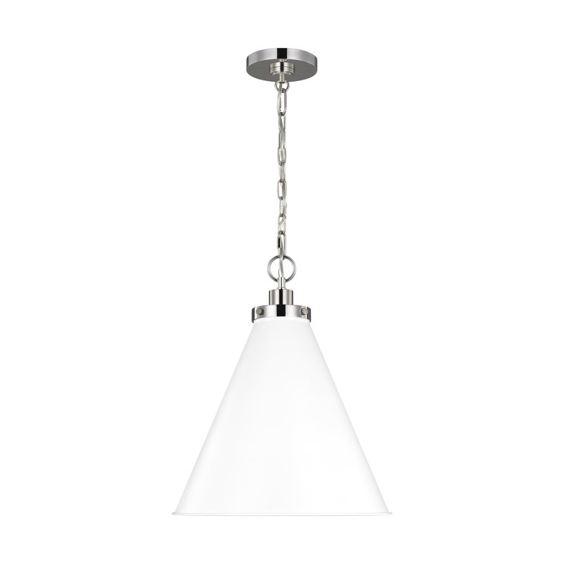 Arnell 1 - Light Single Pendant, Polished Nickel, Matte White, 19" H x 15.625" W x 15.625" D