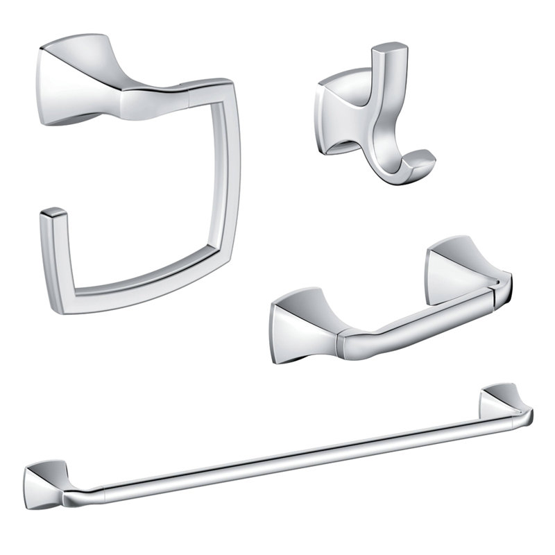 Voss 4 Piece Bathroom Hardware Set, Brushed Nickel
