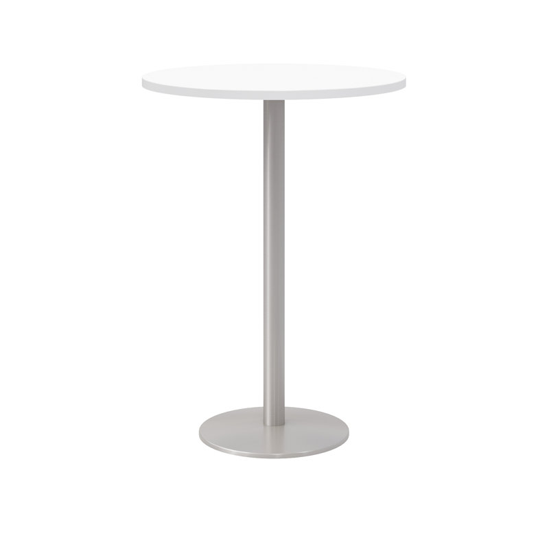Table ronde à piédestal, Blanc de designer, H 42 po x L 30 po x l 30 po