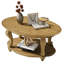 Table basse ovale en bois de 42 po pour le salon, table basse à 2 niveaux en bois massif avec tablette de rangement ouverte, assemblage facile, naturel antique