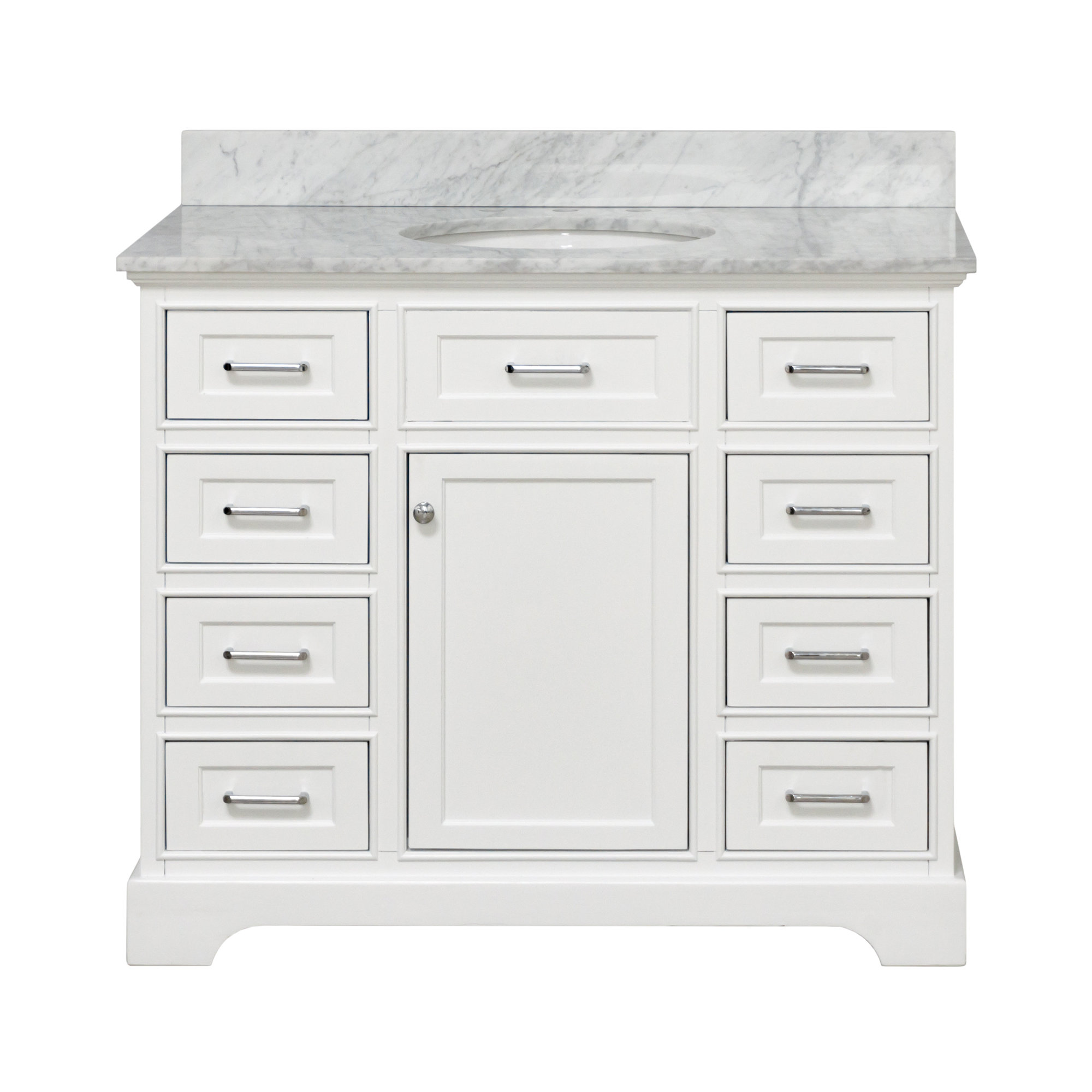 Ronnie 42'' Single Bathroom Vanity, Carrara Marble, White