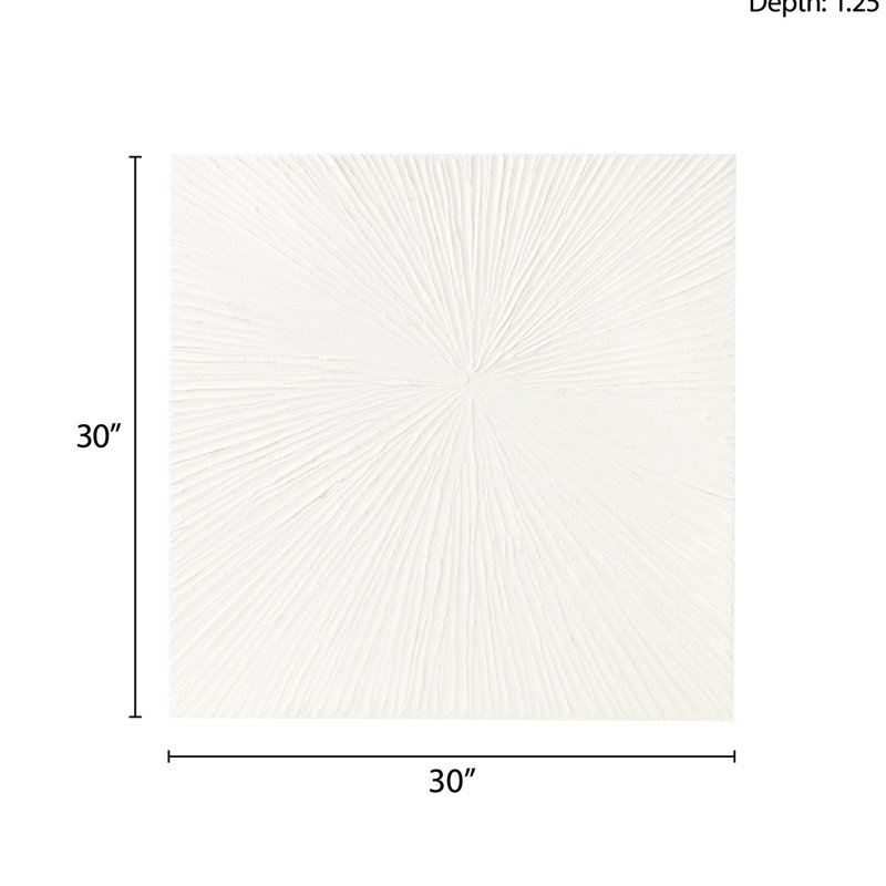 Décoration murale moderne en résine lustrée blanche moderne l 30 po x H 30 po, Blanc