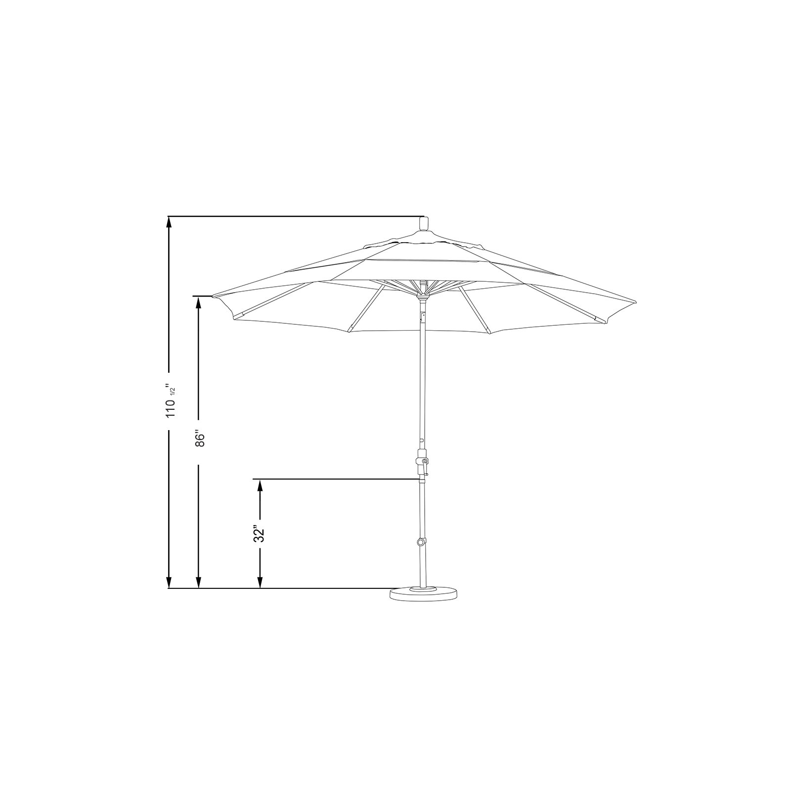 Broadmeade 132'' Sunbrella® Outdoor Umbrella, Dolce Mango Stripe Sunbrella®, Hammertone Gray