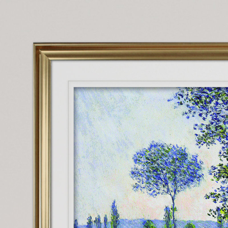 «Field in Spring», reproduction sur toile par Claude Monet, Impression encadrée, H 28 po x l 38 po, Doré