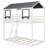 Twin Over Twin Bunk Bed Wood Bed with Roof, Window, Guardrail, Ladder (White)