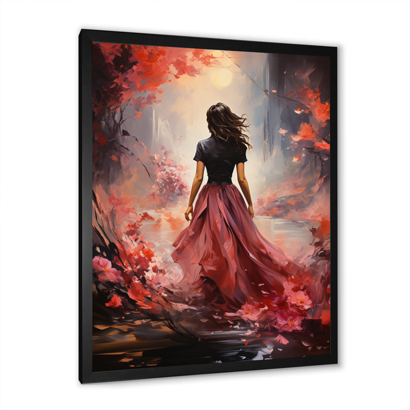 Portrait de femme bandi romantique rose, H 20 po x l 12 po x P 1 po, Cadre photo noir