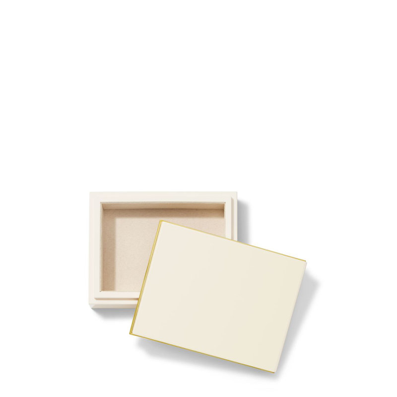 Petite boîte en laque Piero, crème, H 2 po x l 5,1 po x P 6,7 po