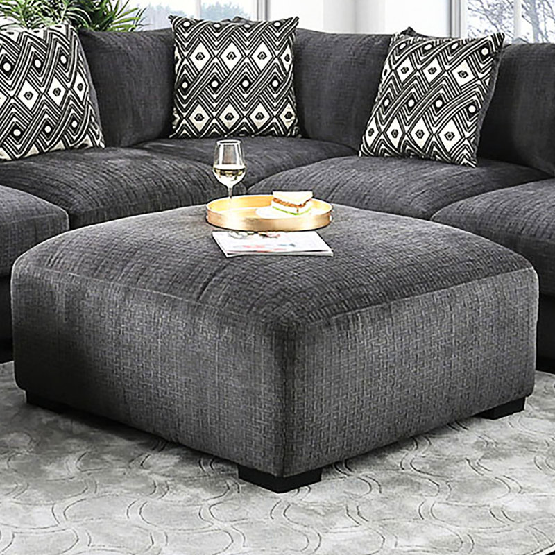 Contemporary Square In Grey Colour With Memory Foam, Tapered Legs, And Modular Design, 43"L X 43"W 21"H, Solid Wood Frame Chenille Upholstery Title