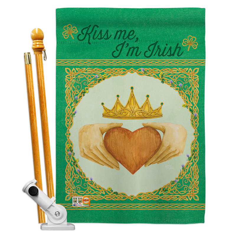 « baiser i is irish spring st patrick », polyester de 2 côtés 40 x 28 po ensemble de drapeau
